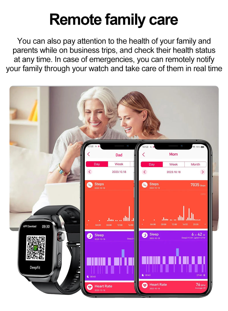 Smartwatch - 2024 Novo Ácido Úrico Gordura no Sangue Smartwatch ECG Glicose no Sangue Frequência Cardíaca Pressão Arterial Monitoramento de Saúde Relógio Inteligente Para HUAWEI IOS