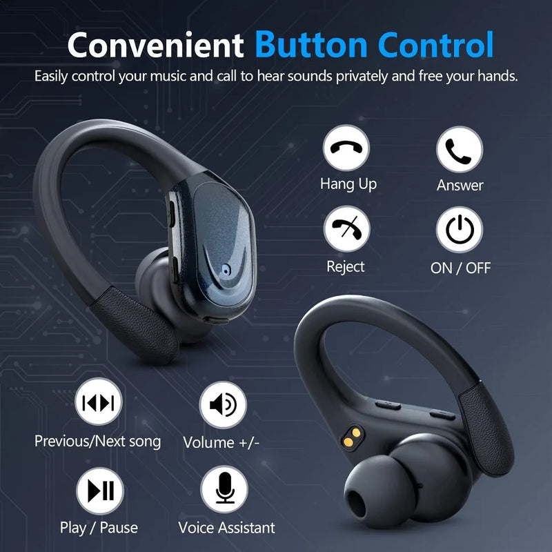 Fones de ouvido sem fio bluetooth 5.3 - à prova d'água.