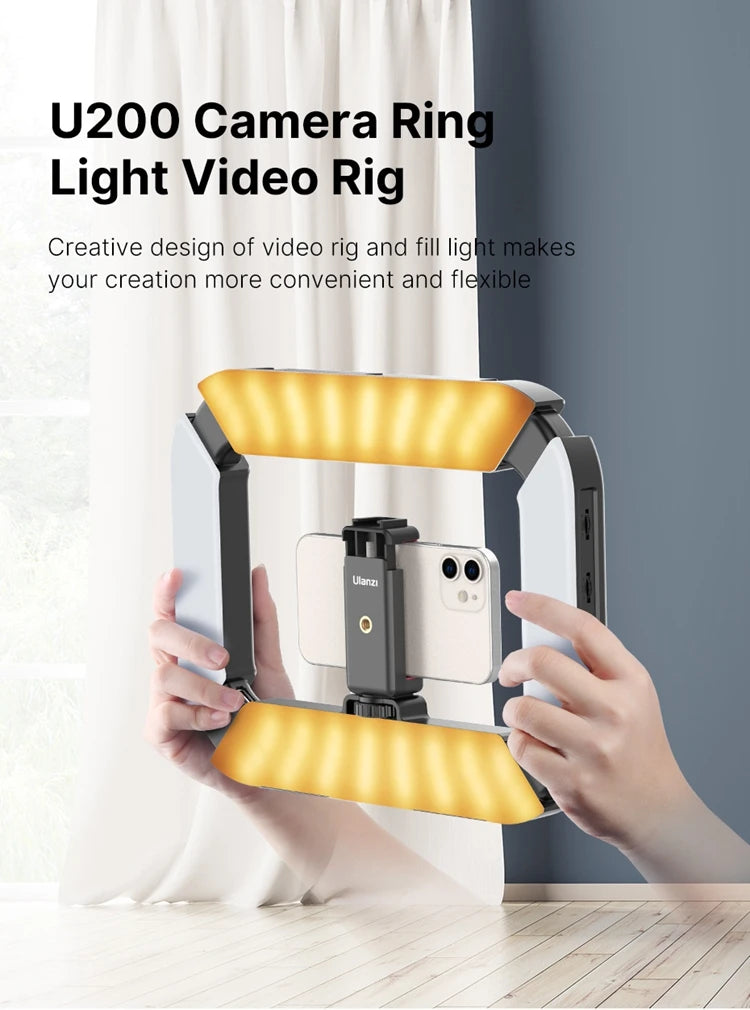 Ulanzi U200 U-200 Smartphone Video Rig  LED Video Light 2 in 1 Ring Light Cold Shoe for Microphone Tiktok Youtube Live Rig Light