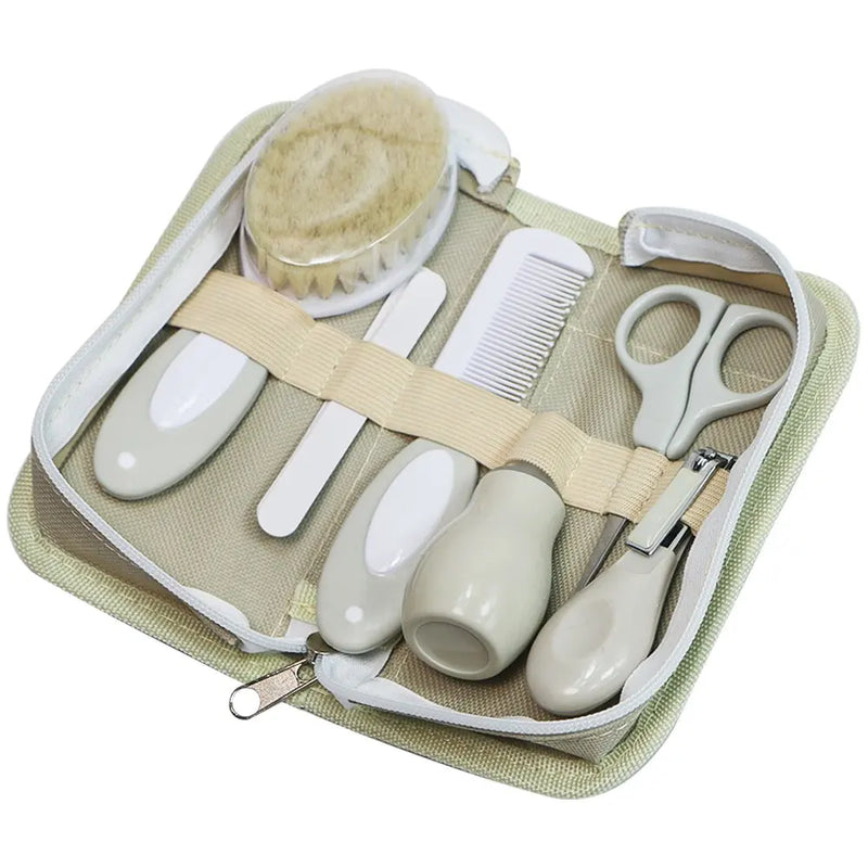 Kit de cuidados para bebês - 6 peças: inalador nasal, cortador de unhas, escova, pente, tesoura e lixa.