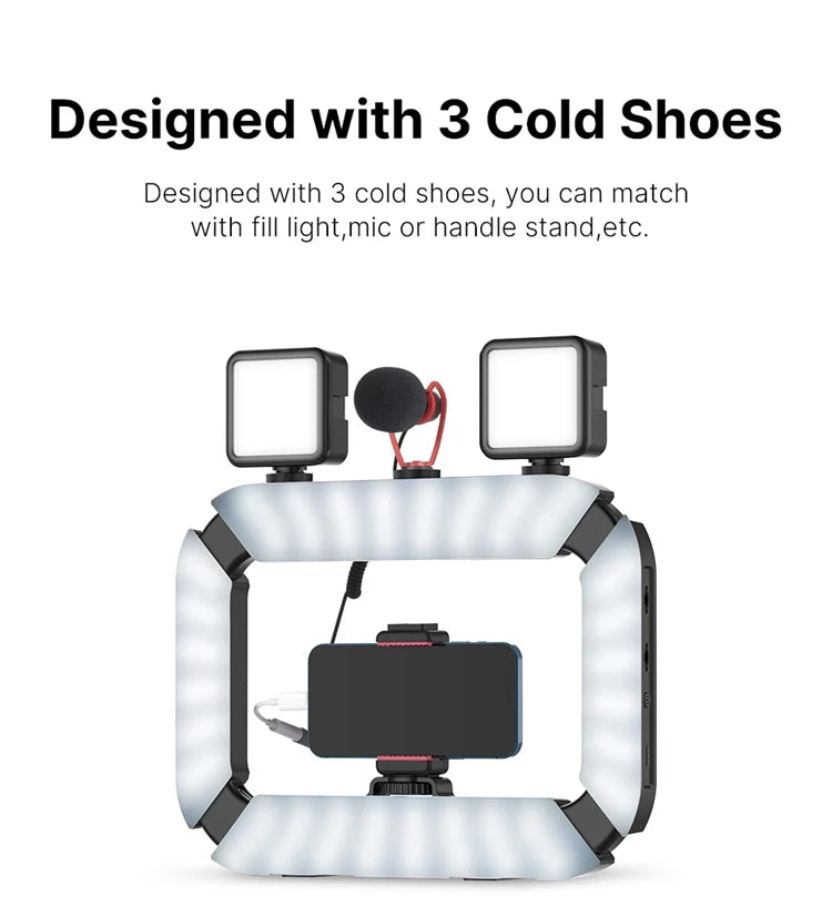 Ulanzi U200 U-200 Smartphone Video Rig  LED Video Light 2 in 1 Ring Light Cold Shoe for Microphone Tiktok Youtube Live Rig Light